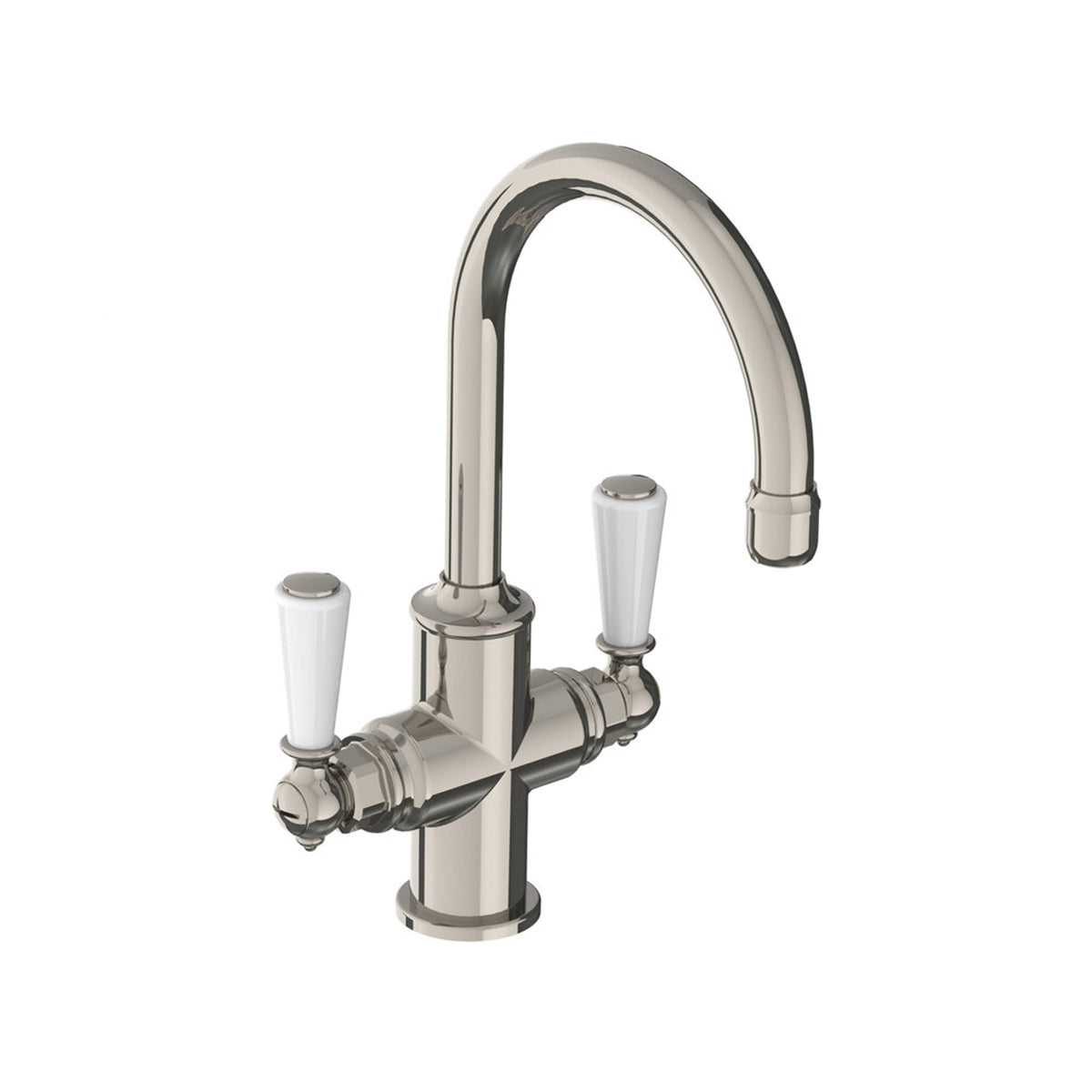 Lefroy Brooks Classic tubular mono basin mixer with white levers