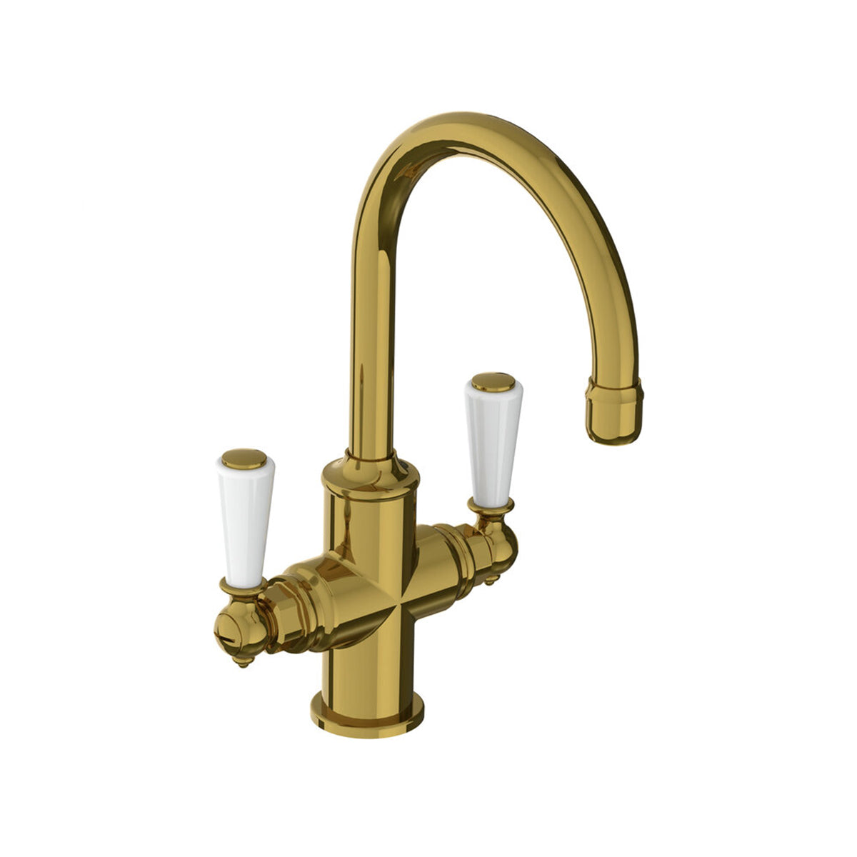 Lefroy Brooks Classic tubular mono basin mixer with white levers