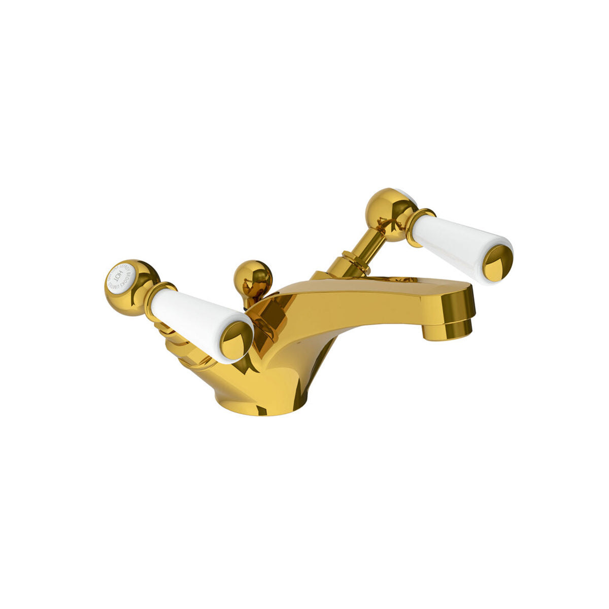 Lefroy Brooks Classic mono basin mixer with white levers & pop-up waste