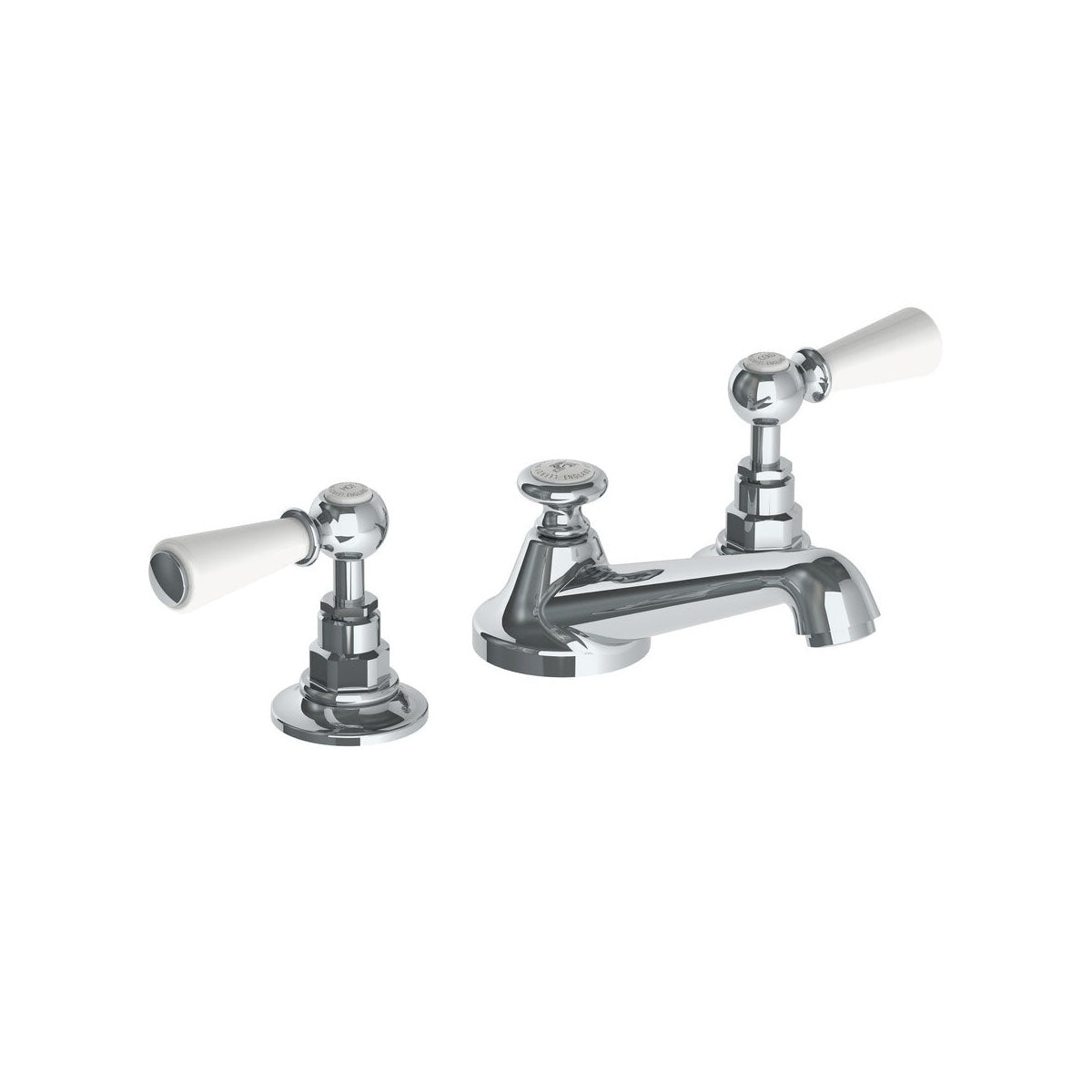 Lefroy Brooks Classic basin mixer with white levers and pop-up waste