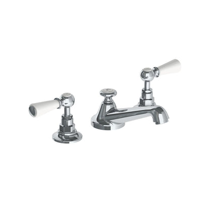 Lefroy Brooks Classic basin mixer with white levers and pop-up waste