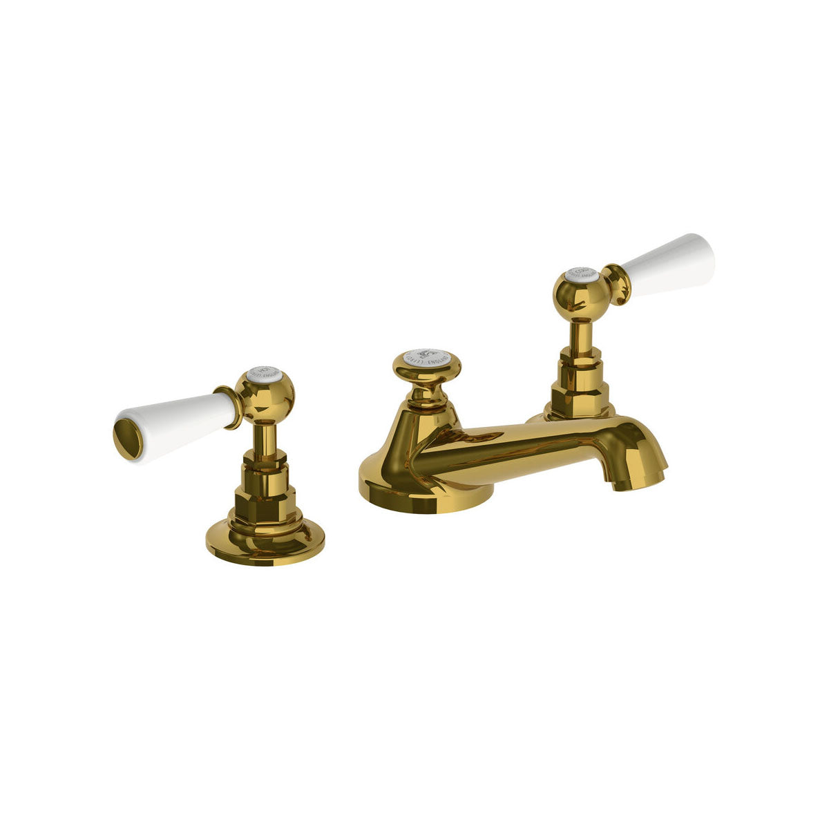 Lefroy Brooks Classic basin mixer with white levers and pop-up waste