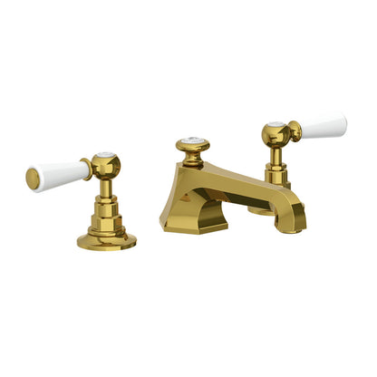 Lefroy Brooks Mackintosh basin mixer with Classic white levers and pop-up waste