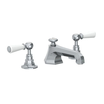 Lefroy Brooks Mackintosh basin mixer with Classic white levers and pop-up waste