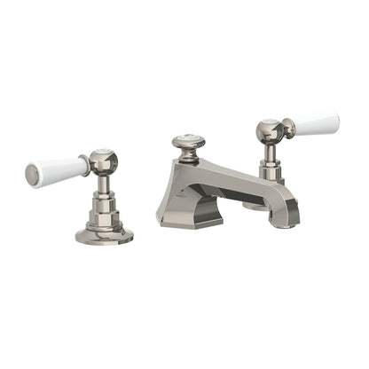 Lefroy Brooks Mackintosh basin mixer with Classic white levers and pop-up waste