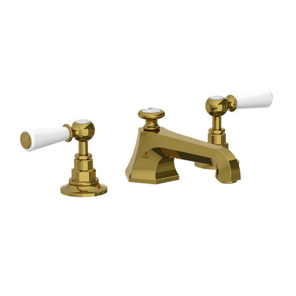 Lefroy Brooks Mackintosh basin mixer with Classic white levers and pop-up waste
