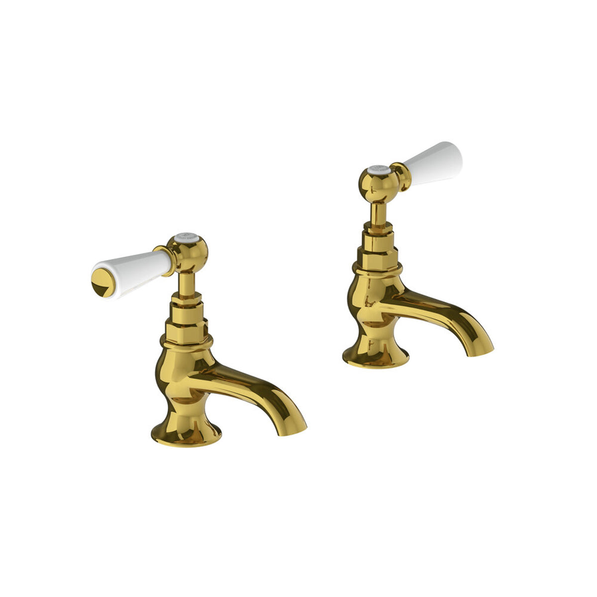Lefroy Brooks Classic basin pillar taps with white levers