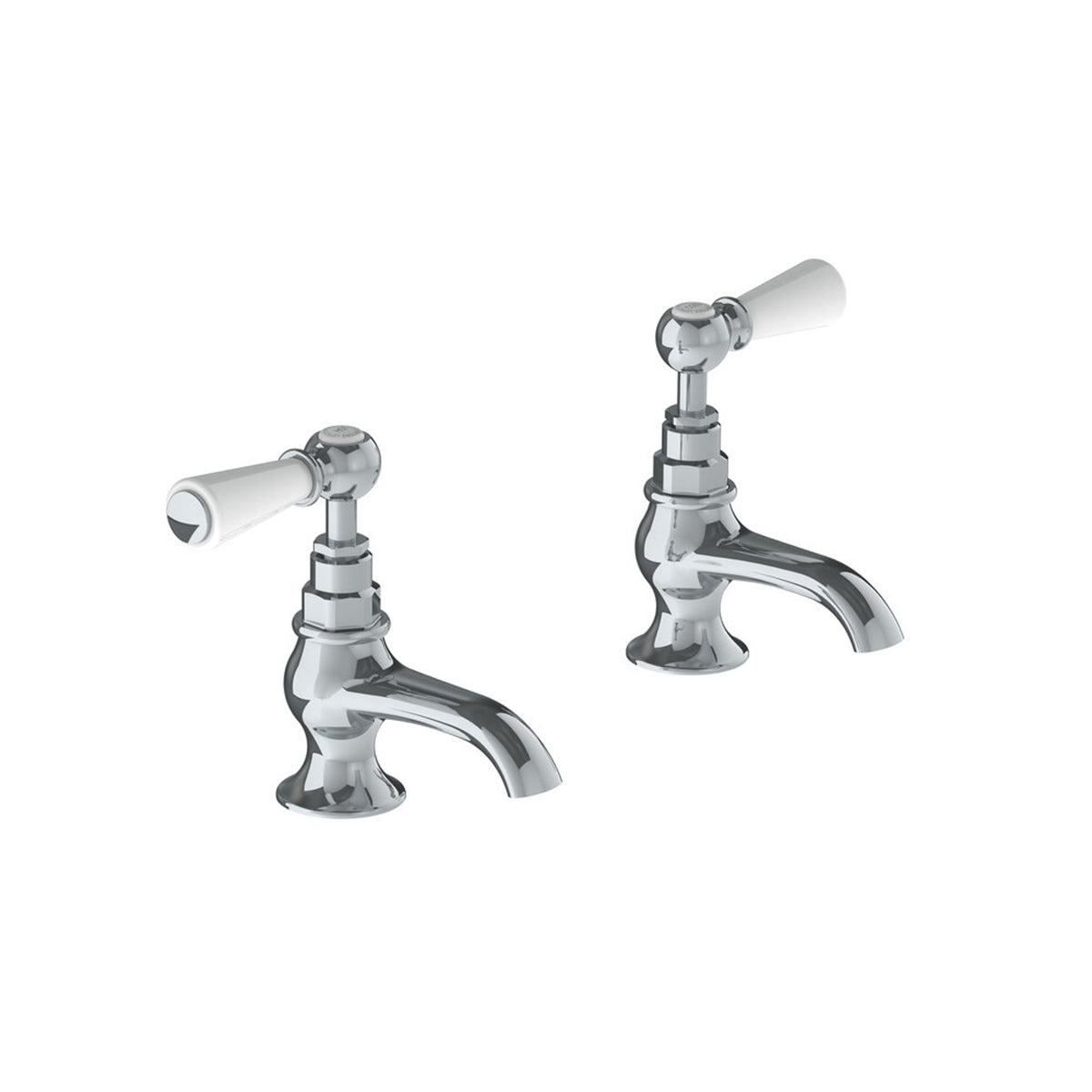 Lefroy Brooks Classic basin pillar taps with white levers