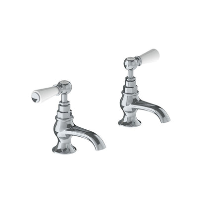 Lefroy Brooks Classic basin pillar taps with white levers