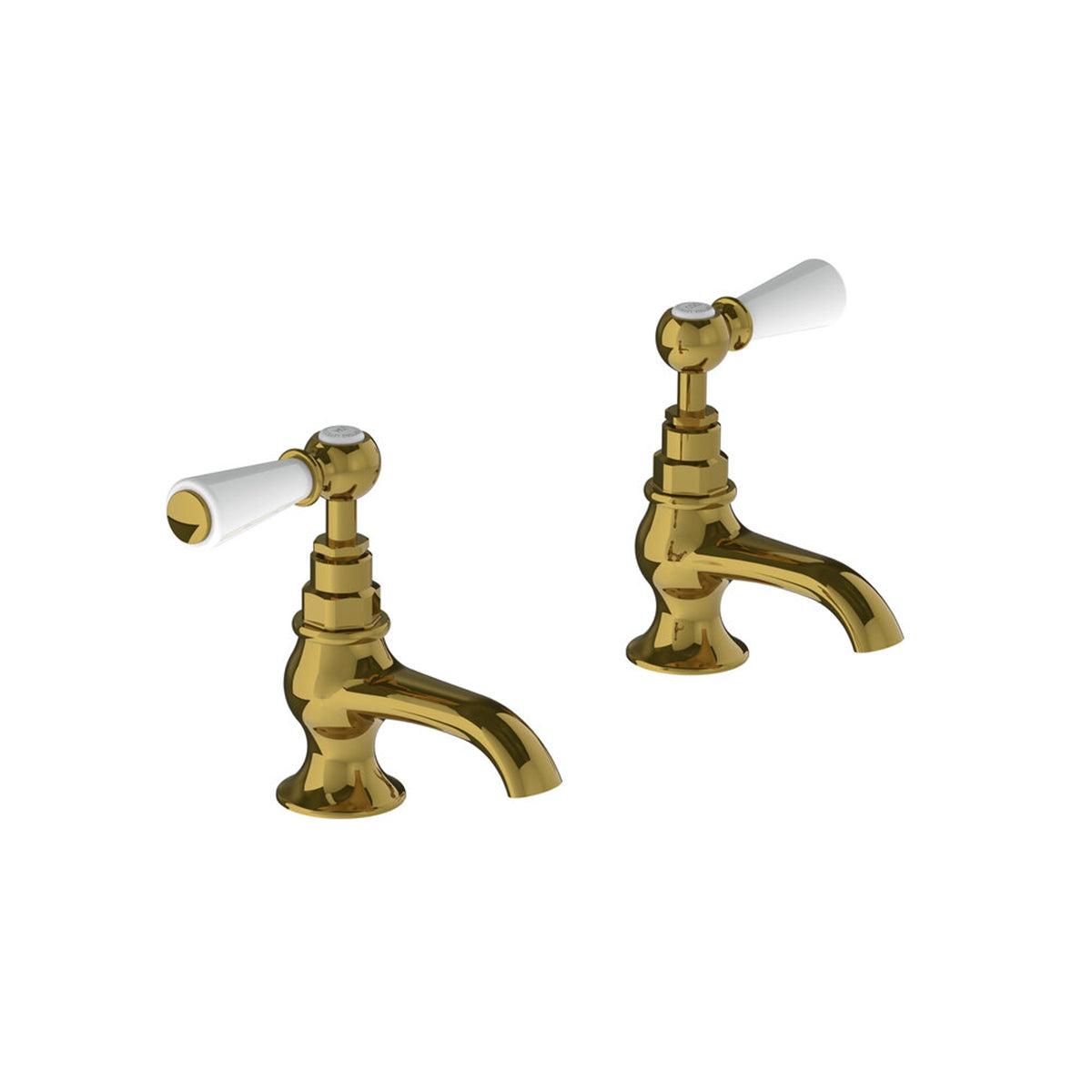 Lefroy Brooks Classic basin pillar taps with white levers