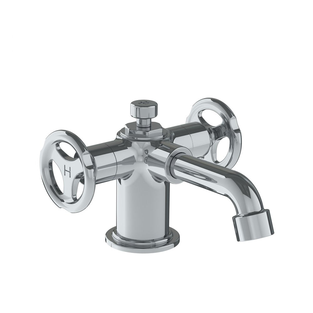 Lefroy Brooks Ten Ten mono basin mixer with handwheels and pop-up waste
