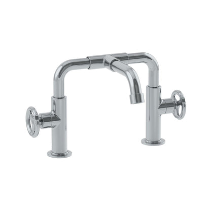 Lefroy Brooks Ten Ten deck mounted basin bridge mixer with handwheels