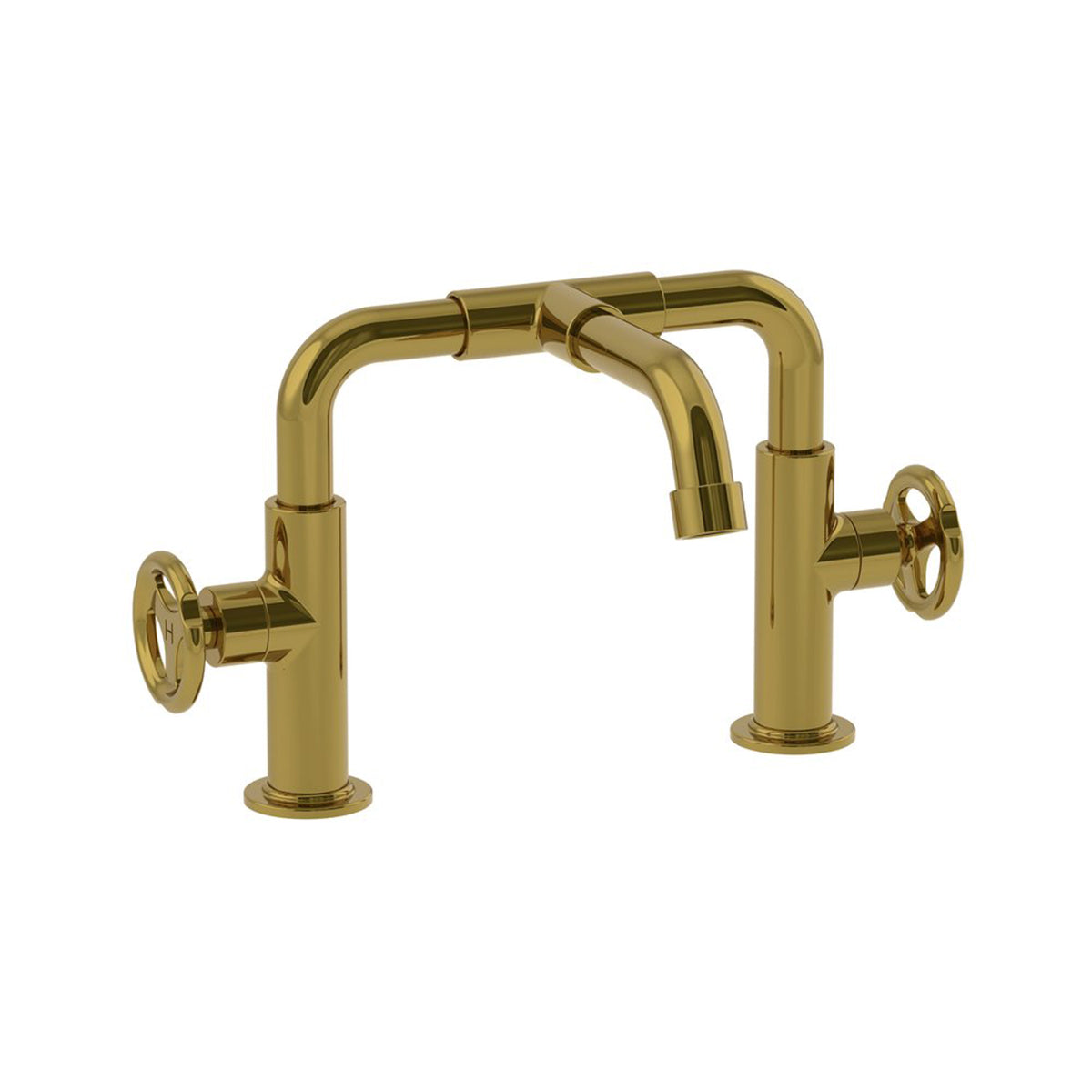 Lefroy Brooks Ten Ten deck mounted basin bridge mixer with handwheels