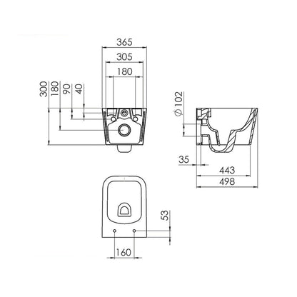 Saneux MAWH01 Matteo Gloss White Rimless Wall Hung WC Pan
