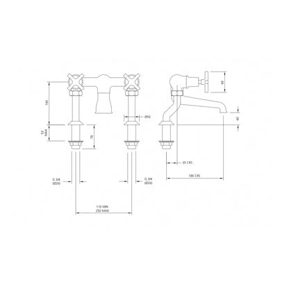 Lefroy Brooks Mackintosh Deck Mounted Bath Filler MH1107