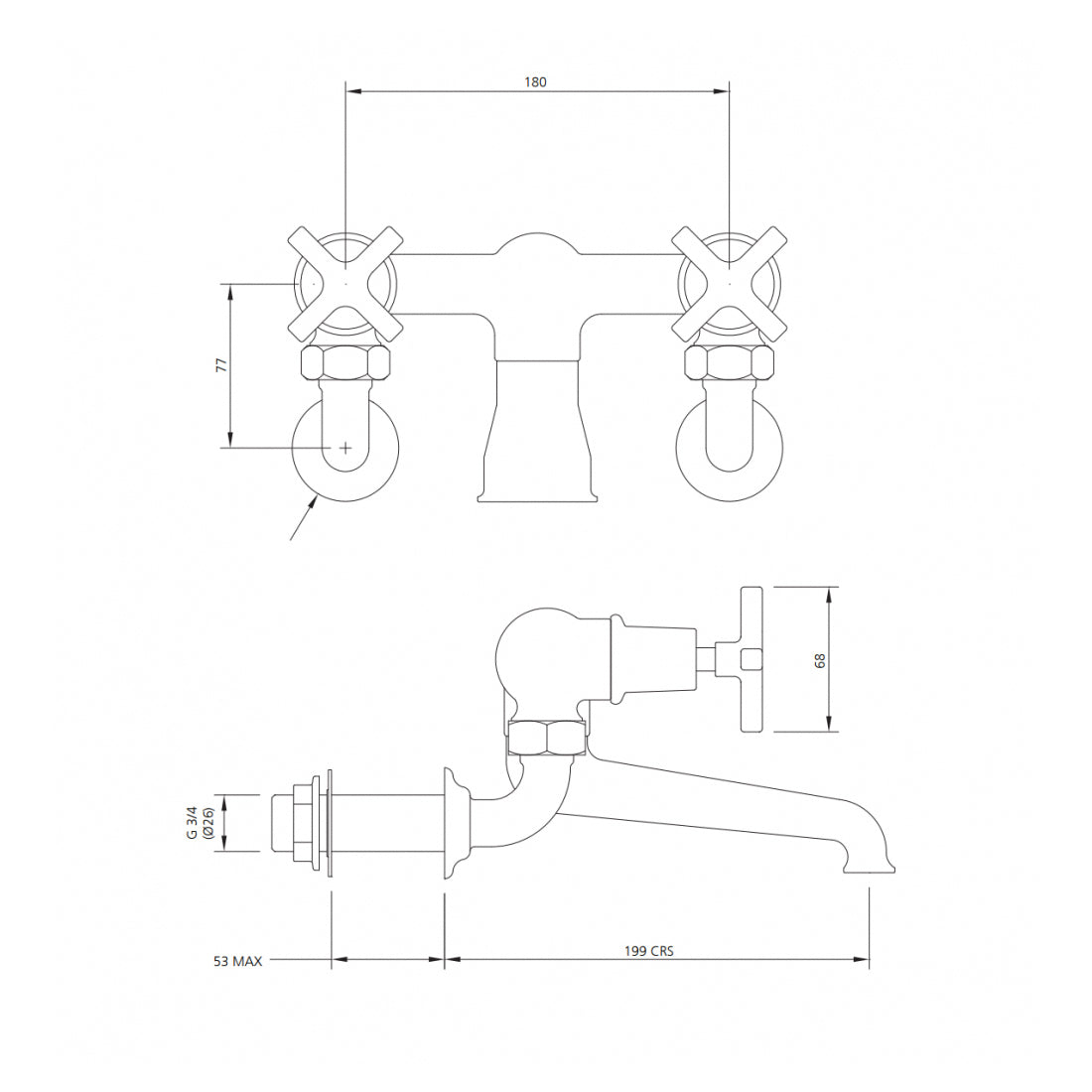 Lefroy Brooks Mackintosh Wall Mounted Bath Filler MH1151