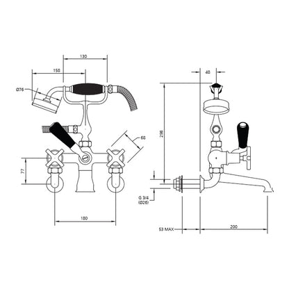 Lefroy Brooks Mackintosh Wall Mounted Bath Shower Mixer MH1166