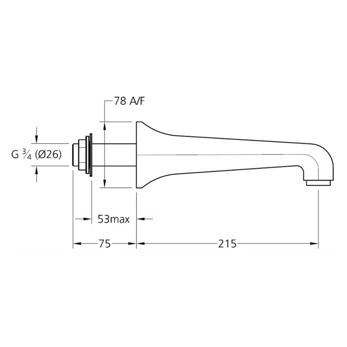 Lefroy Brooks Mackintosh Wall Bath Spout (3/4") MK2210