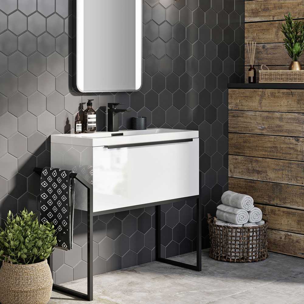 Luxe81 Muro Gloss White Wall Hung Vanity Unit