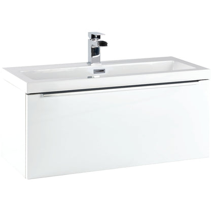 Luxe81 Muro Gloss White Wall Hung Vanity Unit