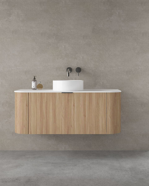 Luxe81 Marloe 1200 Oak Cabinet with Carrara Top and Ceramic Basin 1200 x 480 x 462mm