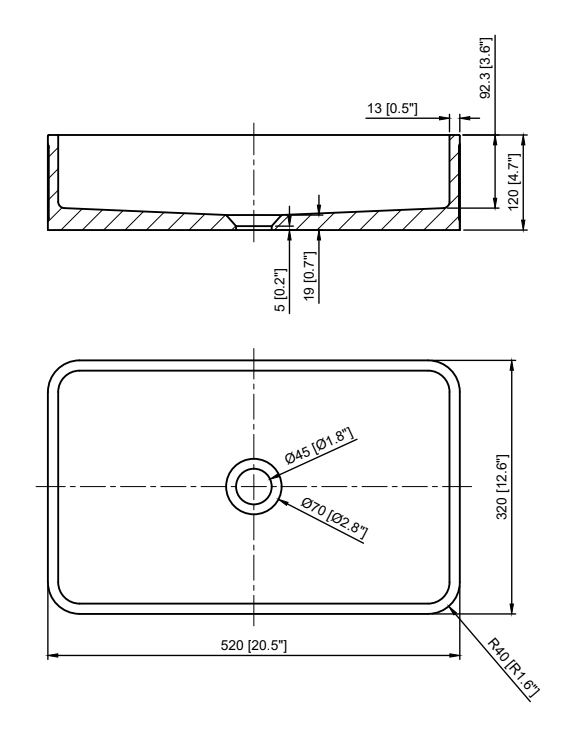 Luxe81 Matala Concrete Basin with Fluted Detail 520 x 320 x 120mm