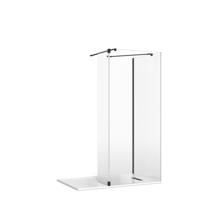 Crosswater Gallery 8 Glass Corner with Fixed Deflector (Wall/Angled Bracing Bars)