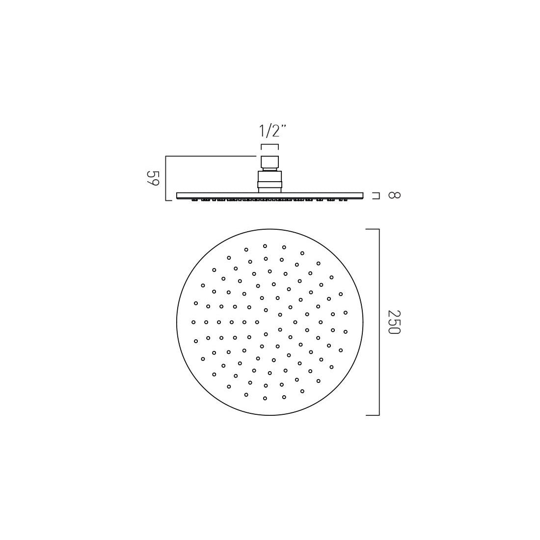 Vado Nebula 250mm Round Single Function Shower Head in Chrome