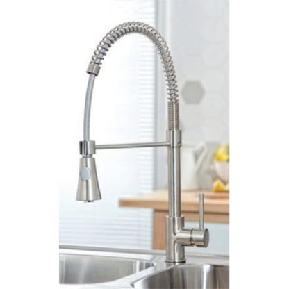 Luxe81 Rycka Spring Brushed Nickel Pull-Out Kitchen Mixer Tap