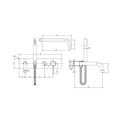 Luxe81 Core Wall Mounted Bath Shower Mixer and Handset