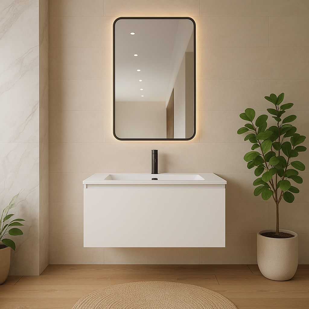 LUXE81 Nile Matte Cabinet With Matte Stone Basin or Ceramic