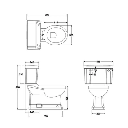Burlington P18|C30 Extended S Trap White Close-Coupled WC With Lever Cistern