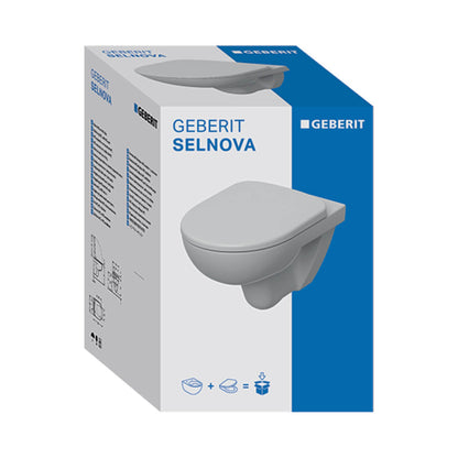 Geberit 501.752.00.1 Selnova Round Grab And Go 355 x 530mm Wall Hung Washdown WC Toilet