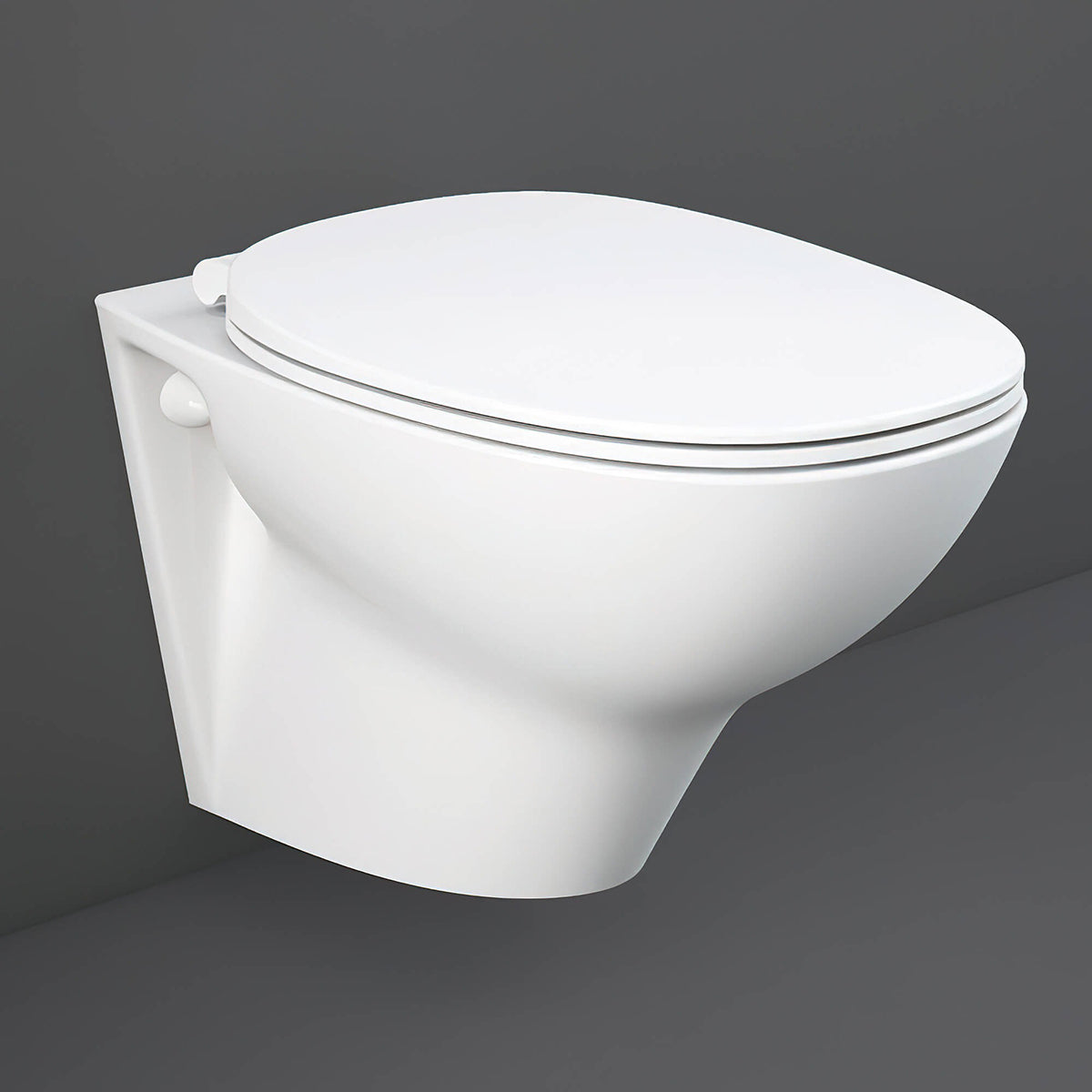 RAK MORWC1445AWHA Morning Rimless Wall Hung White Toilet With Exposed Fitting And Soft Close Seat