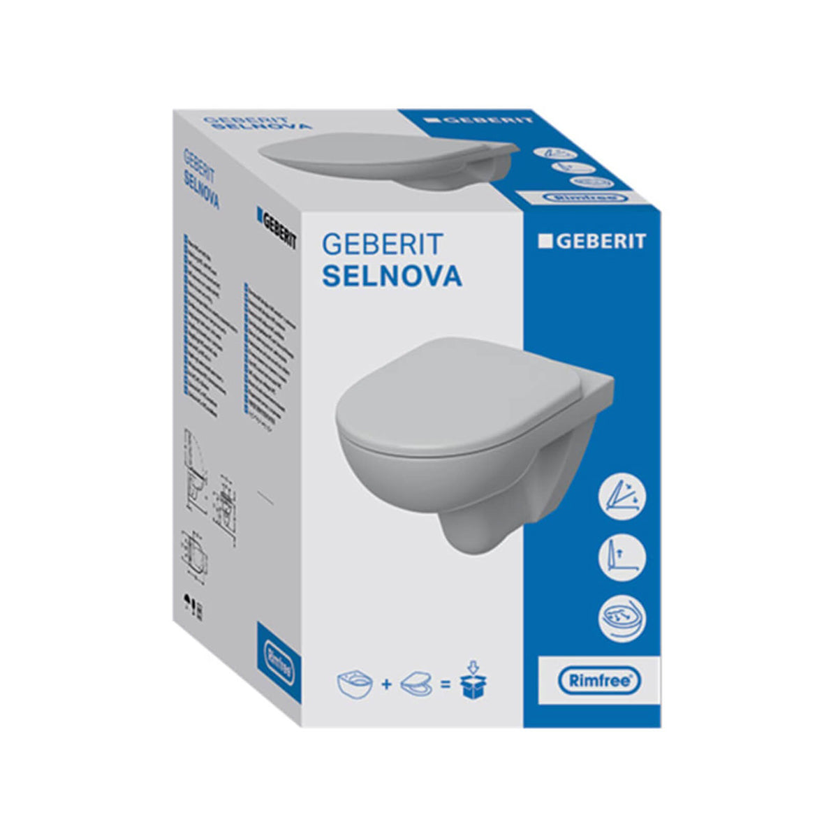 Geberit 501.751.00.1 Selnova Grab And Go 355 x 530mm Wall Hung WC Rim-Free Toilet