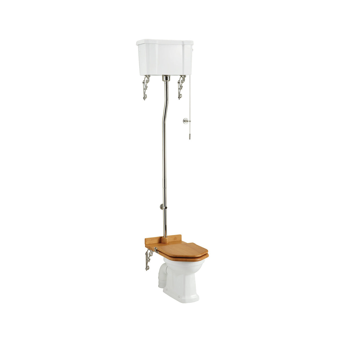 Burlington P2-C5-T30CHR White High-Level WC Cistern With Flush Kit - 520mm x 670mm x 2300mm