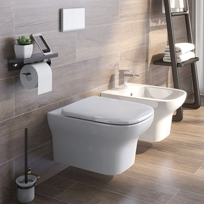 IMEX CH10134R Grace Rimless Wall Hung White WC Bowl And Soft Close Seat 500mm