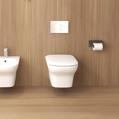 IMEX CH10134R Grace Rimless Wall Hung White WC Bowl And Soft Close Seat 500mm