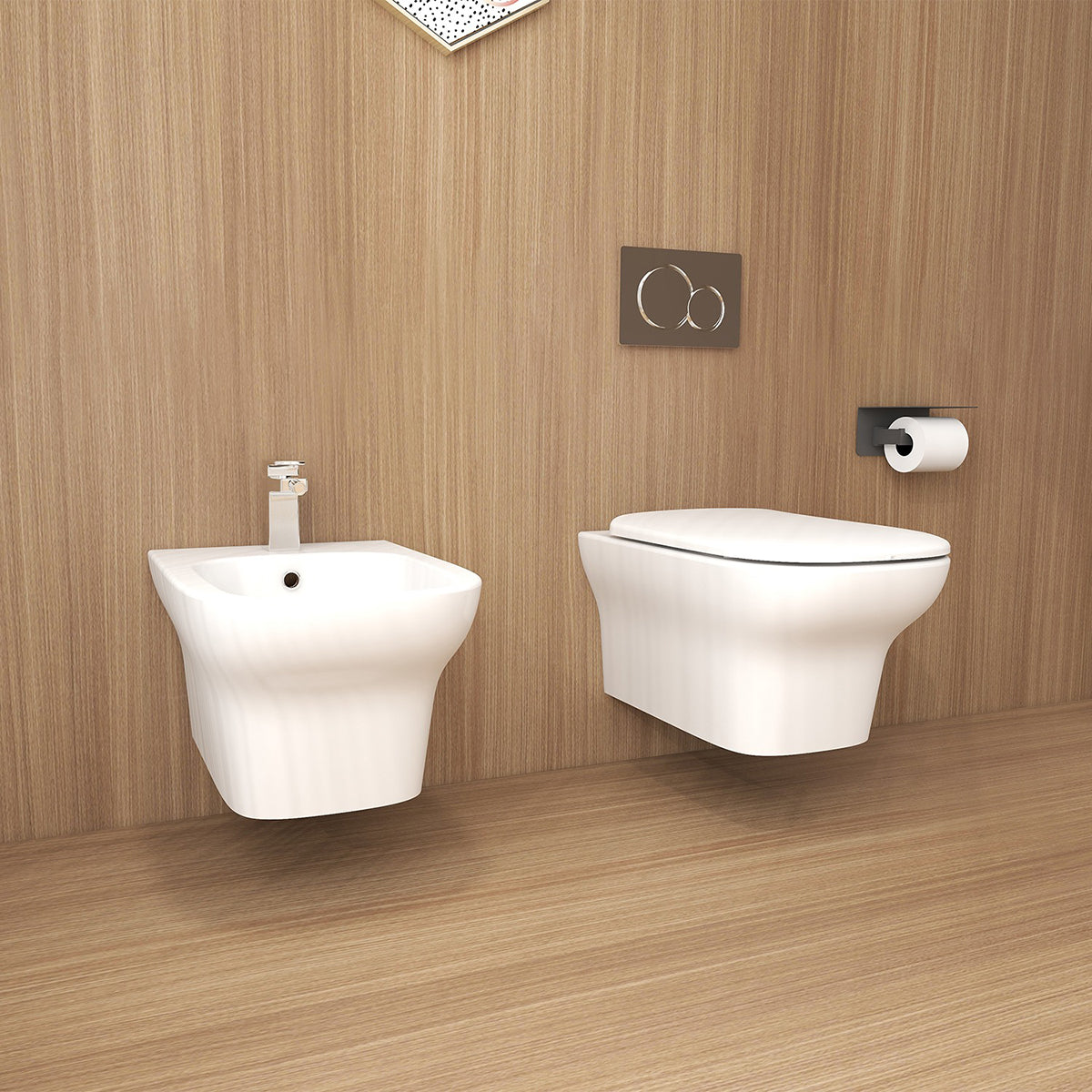 IMEX CH10134R Grace Rimless Wall Hung White WC Bowl And Soft Close Seat 500mm