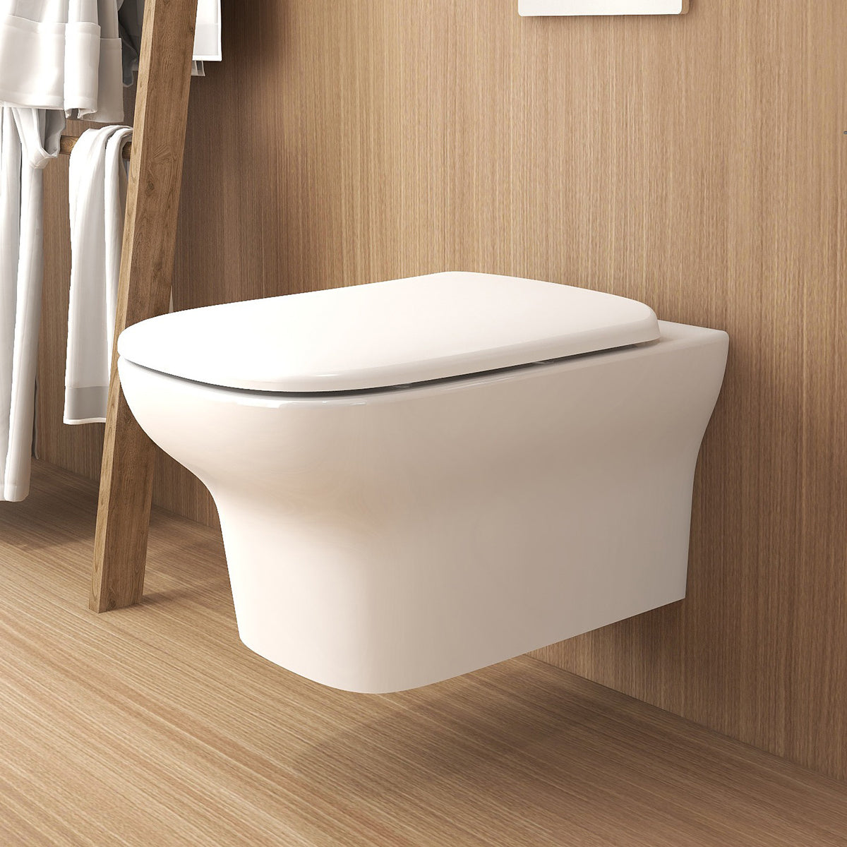 IMEX CH10134R Grace Rimless Wall Hung White WC Bowl And Soft Close Seat 500mm