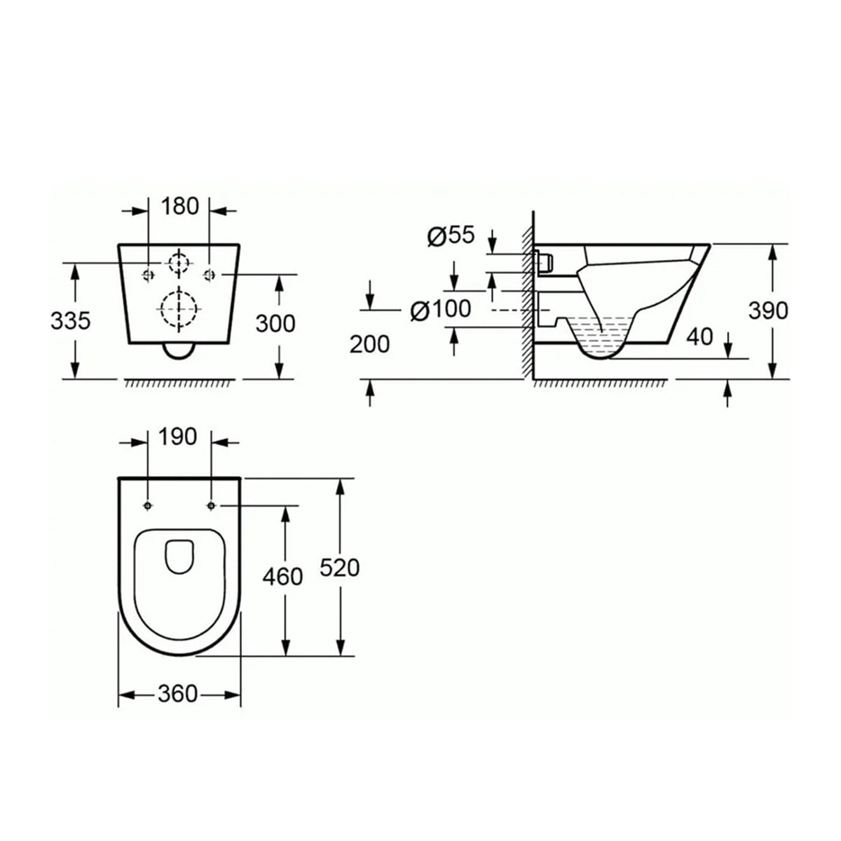 IMEX CH1088AR Arco Rimless Projection Wall Hung WC Pan