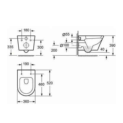 IMEX CH1088AR Arco Rimless Projection Wall Hung WC Pan
