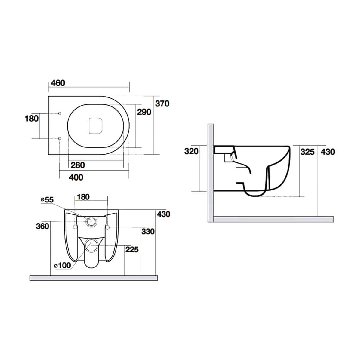 Crosswater GL6115CW Glide II Wall Hung Short Projection Rimless Toilet
