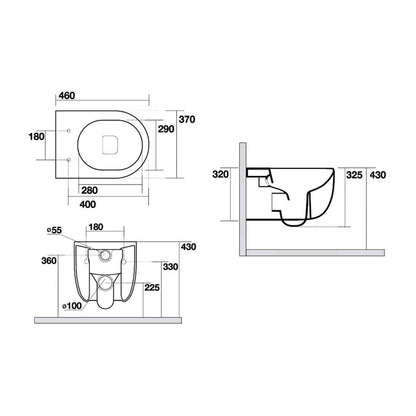 Crosswater GL6115CW Glide II Wall Hung Short Projection Rimless Toilet