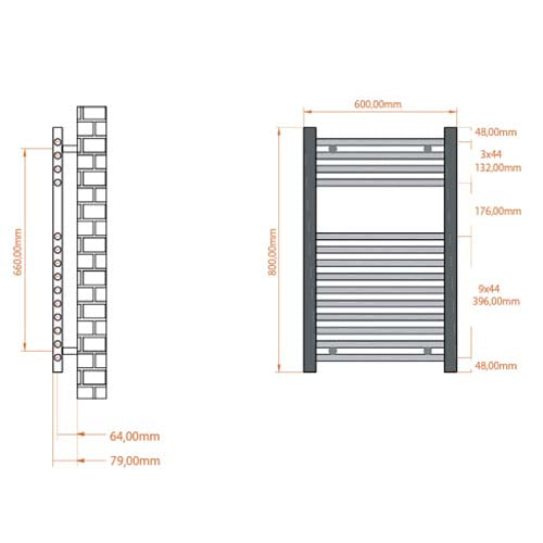 Luxe81 Strive Black Towel Radiator