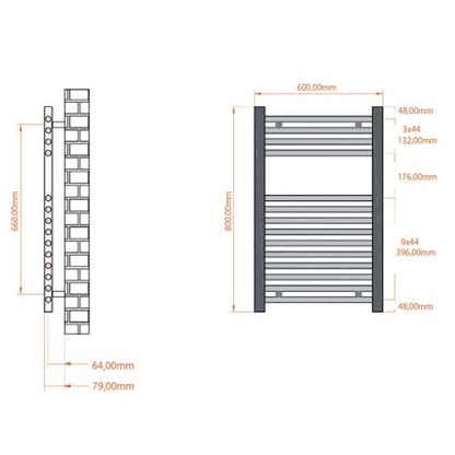 Luxe81 Strive Black Towel Radiator