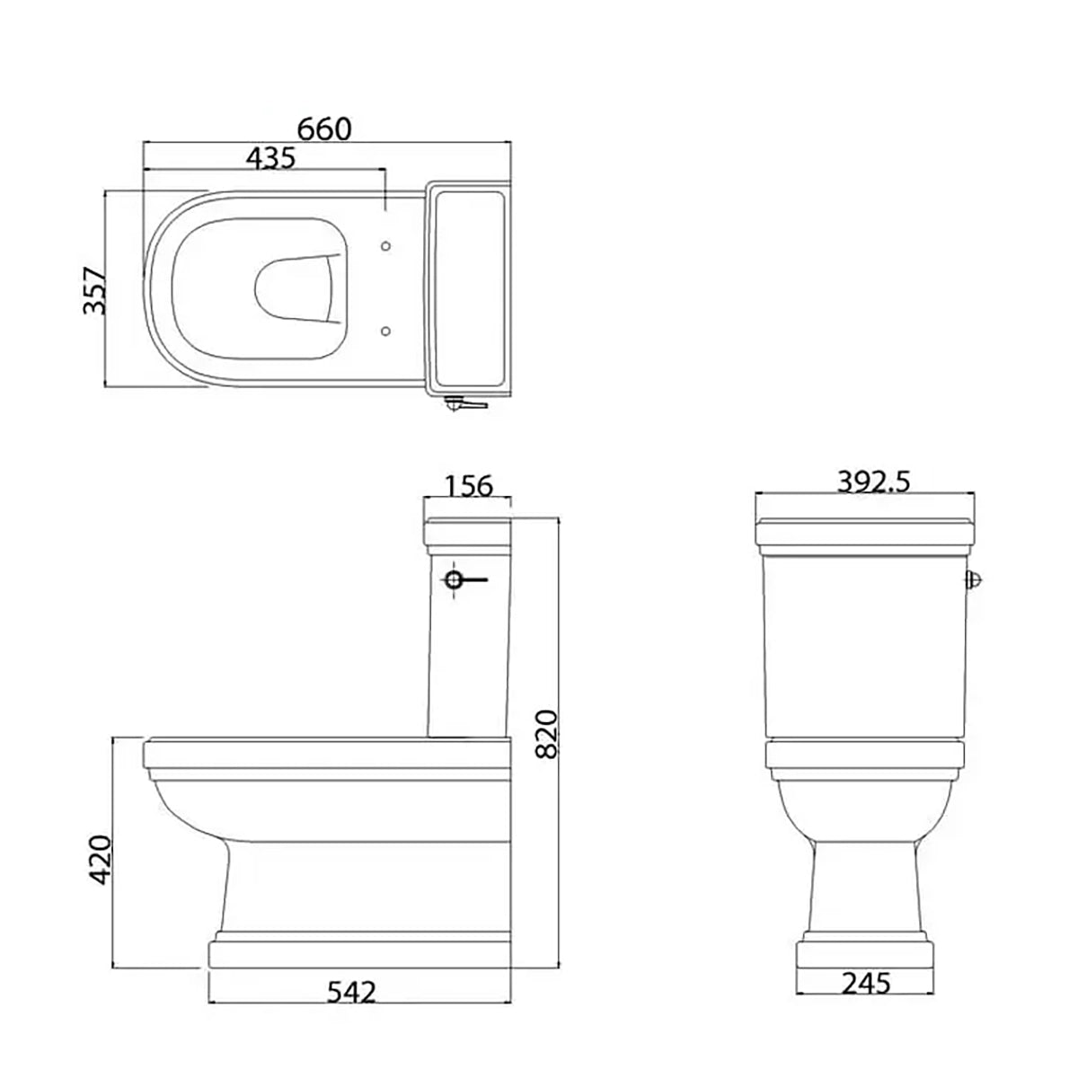 Burlington Riviera RIV10 White Full Back To Wall Close Coupled Pan With Cistern And Seat