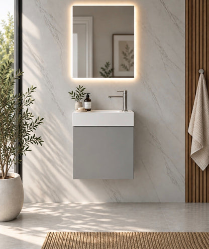 Luxe81 RIO 450mm 1 Door Light Grey Cabinet and Basin