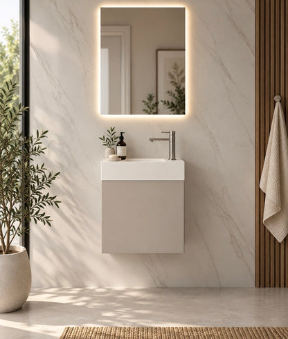 Luxe81 RIO 450mm 1 Door Beige Cabinet and Basin
