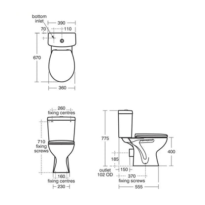 Armitage Shanks Sandringham S049901 21 Close Coupled WC Toilet To Go Box Pack